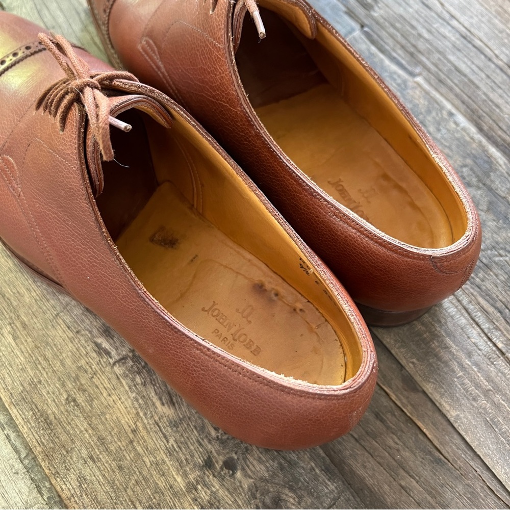John Lobb Russel Derby Brown Leather Cap Toe Dress Shoe - Picture 8 of 12